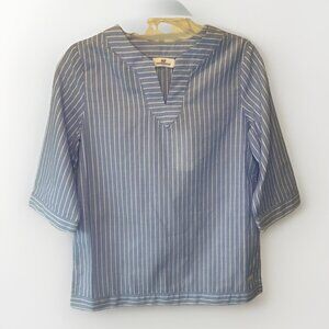 Vineyard Vines Womens Blue Stripe V Neck Tunic Top Sz XS NEW Coastal Preppy